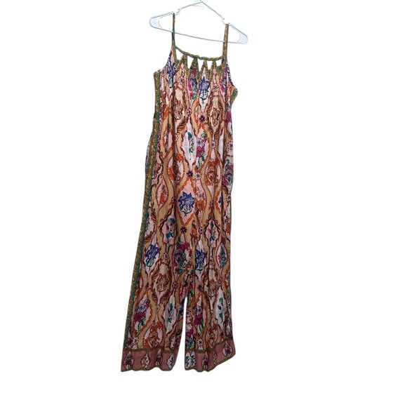 Ranna Gill Anthropologie Bohemian Wide Leg Jumpsuit Womens Medium Floral Pleated - Picture 15 of 16